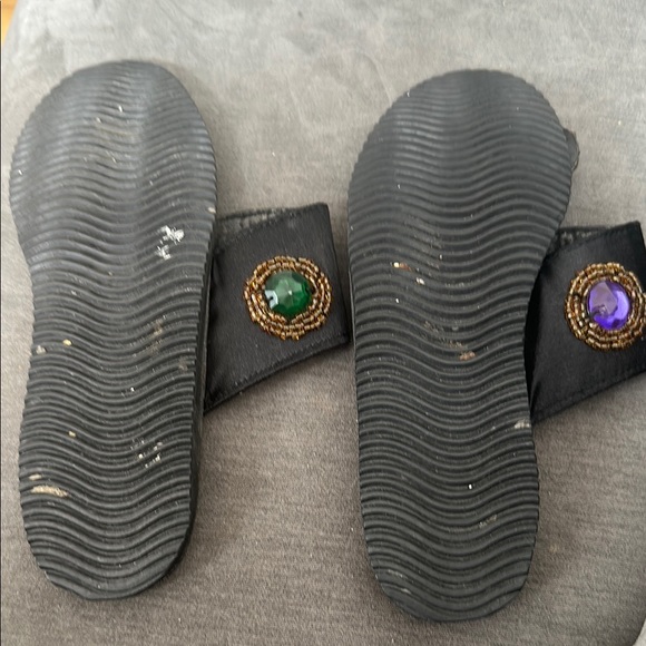 Embellished Black Sandals with Multicolor Gems - Picture 2 of 6